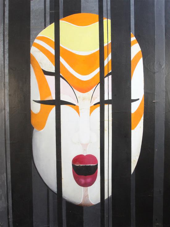 § René Gruau (1909-2004) Japanese mask 51 x 39.5in., unframed